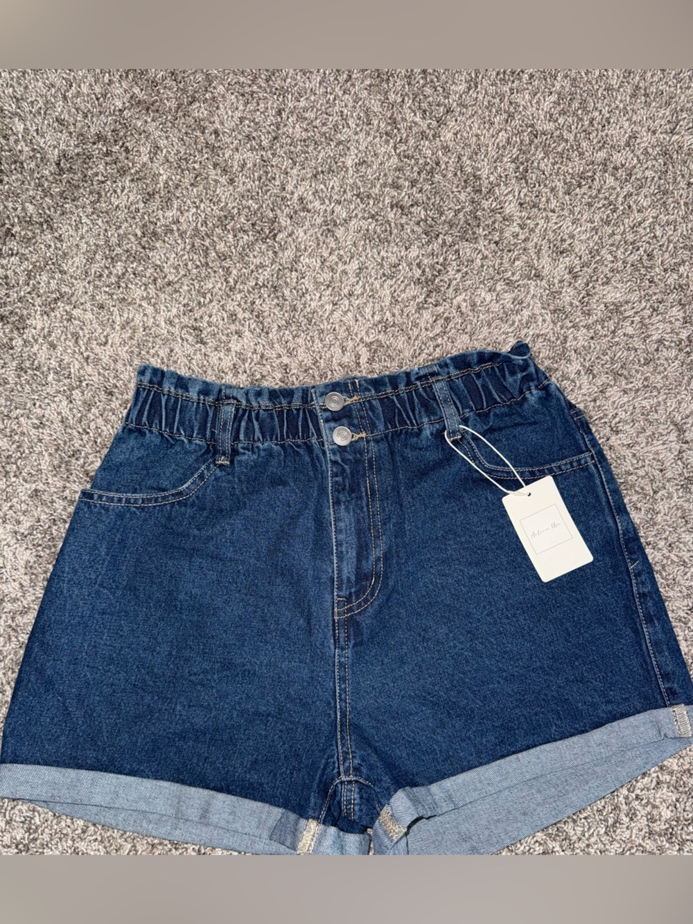 Active USA Dark Blue Denim Women's Rolled-Hem Shorts